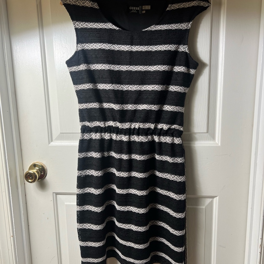 Guess Blue and White Sheath Mini Dress